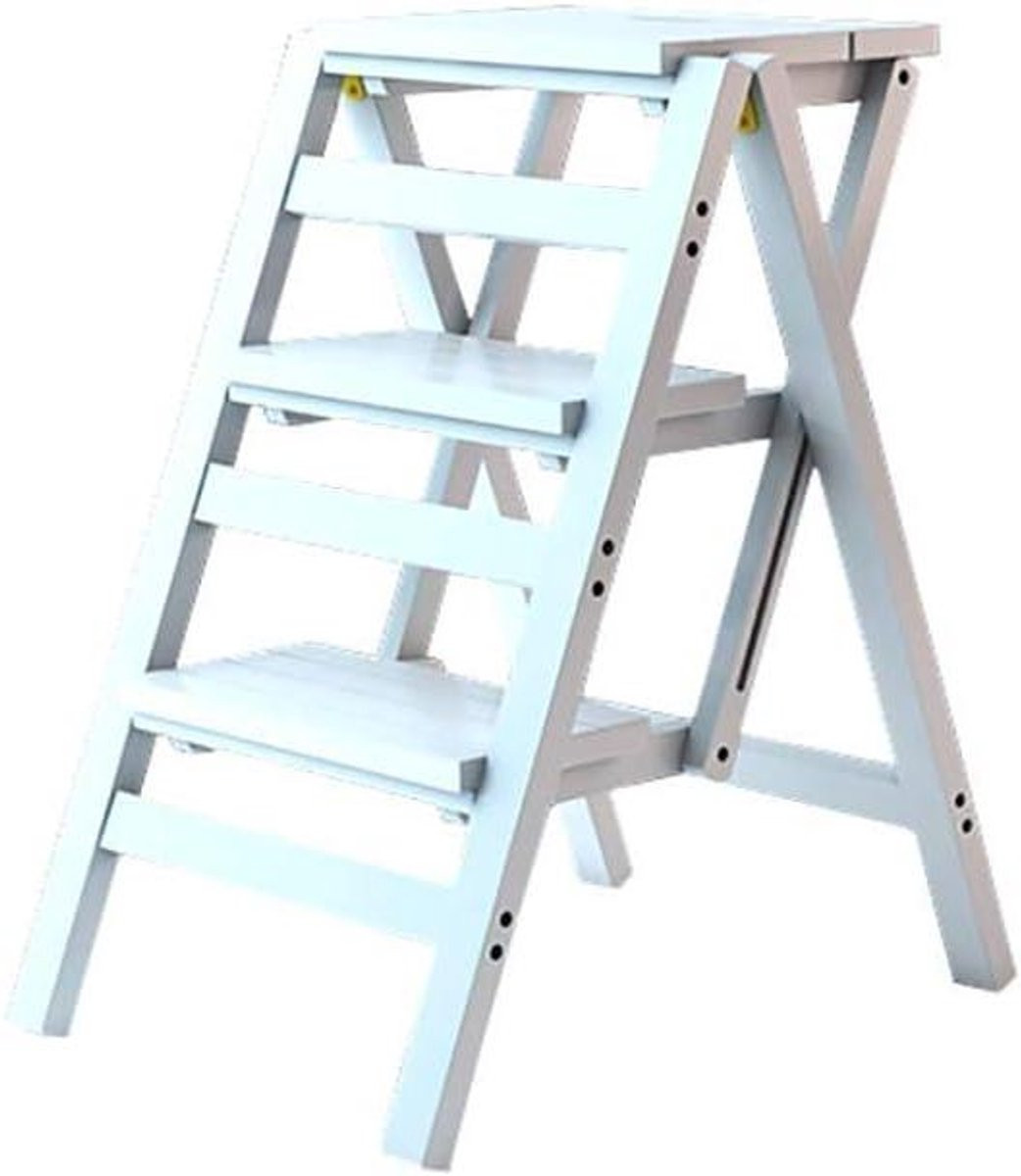 Multifunctionele houten ladderklapstoel met ronde hoeken in houtkleur