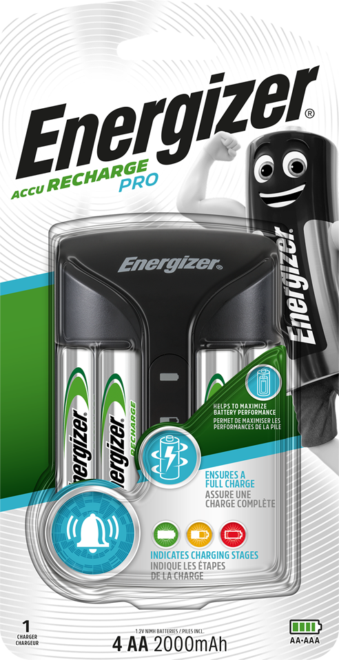 Energizer Pro Charger   Inc 4 x AA 2000mAh Rechargeable Batteries