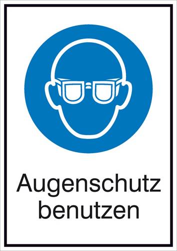 Gebotsschild Augenschutz benutzen, Hygiene und Abstand Aluminium (B x H) 131mm x 185mm ISO 7010 1St.