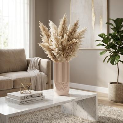 Sagebrook Home Corsica 3D Printed Vase, Rose Smoke, Square