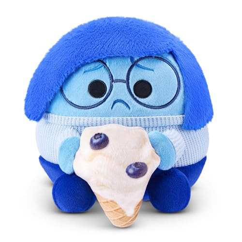 ZURU Snackles Disney Sadness Serie 2 - Officieel gelicentieerd pluche knuffel met snackaccessoires, 20 cm