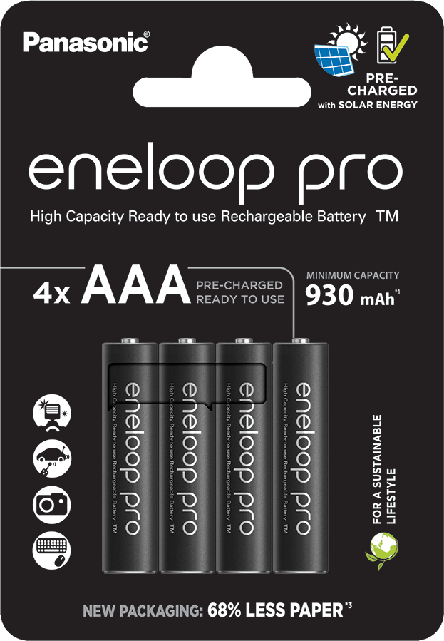Panasonic Eneloop Pro AAA HR03 930mAh Rechargeable Batteries   4 Pack