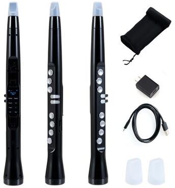 Costway Electronic Wind Instrument Synthesizer Rechargeable Digital Saxophone-Black
