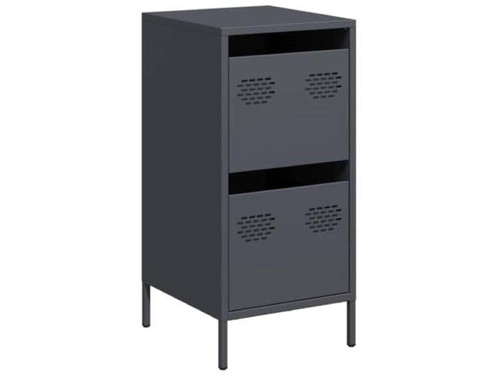 Fisinber Sideboard Anthrazit Metallkommode mit 2 Schubladen 35x39x73,5cm Schlanker Beistellschrank aus kaltgewalztem Stahl für Wohnzimmer und Flur mit zwei geräumigen Schubladen.