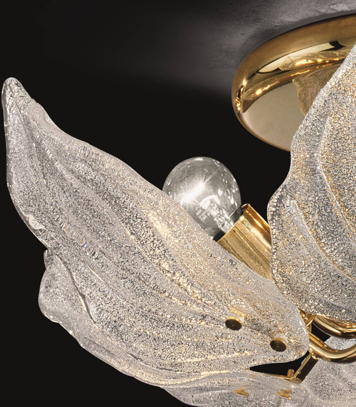 Novaresi Loftslampe FOGLIE, dæmpbar, Messing/guld, Stue/spisestue, Glas