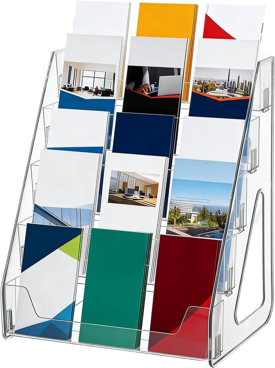 5-laagse folderhouder brochurestandaard literatuurdisplay transparant Breedte: 33 cm