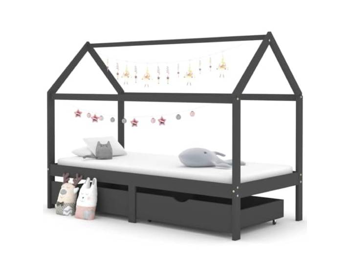 LPERTGFHU Kinderbett mit Schubladen, Massivholz Kiefer 90x200cm Baumhaus-Stil, Integrierter Stauraum, Robustes Lattenrost