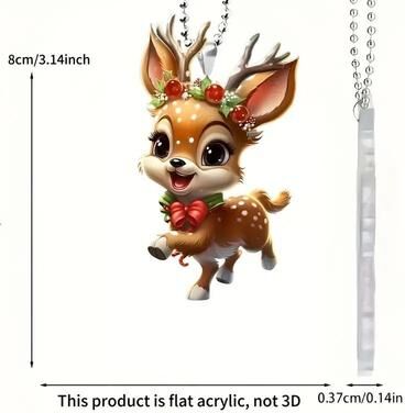 Modern Home Fixes Christmas Cartoon Fawn Acrylic Tree Pendant, Cute Elk Decorations For New Year Gifts And Party Decor b