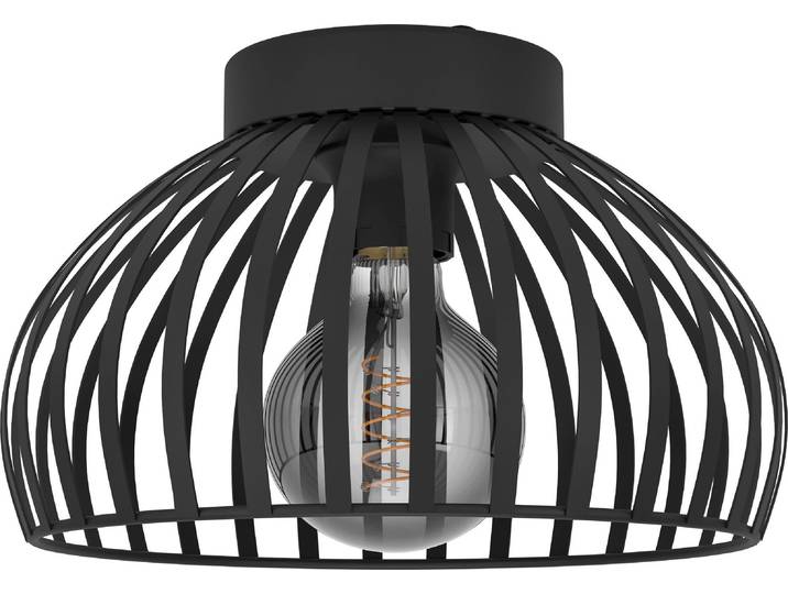 EGLO Plafonnier Mogano 3\, plafonnier au design monochrome\, lampe de salon en métal noir\, lampe plafond\, lampe couloir avec douille E27\, Ø 28 cm