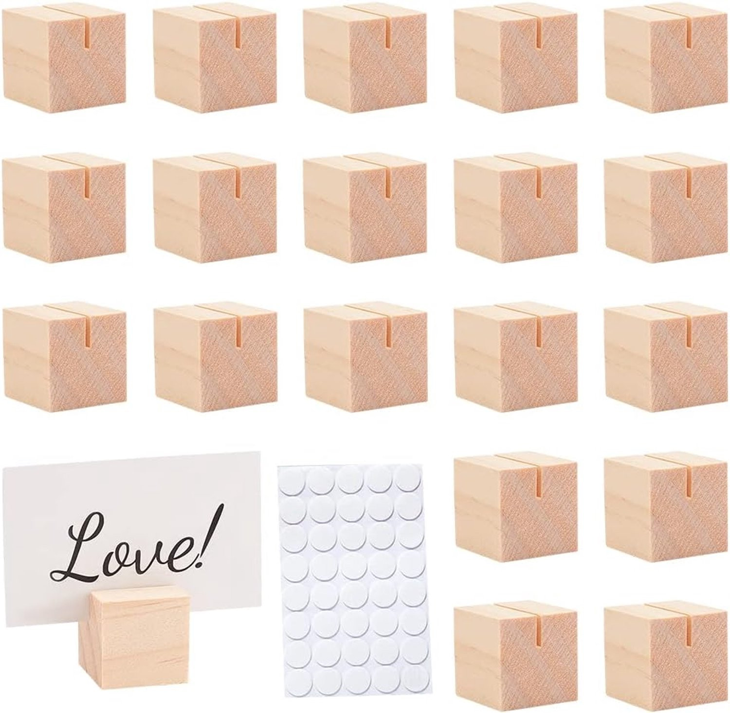 SnelShoppen 20 stuks houten kaarthouders voor naamkaartjes en foto's
