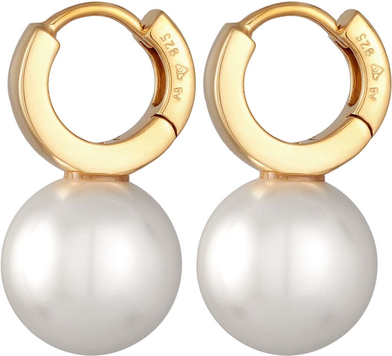 Paar Creolen ELLI "Ohrringe Elli Ohrringe Creolen Glasperle 925 Silber Vergoldet" Gr. 24, gold, Ohrringe, Damen, 24, Silber 925 (Sterlingsilber), Paar Creolen