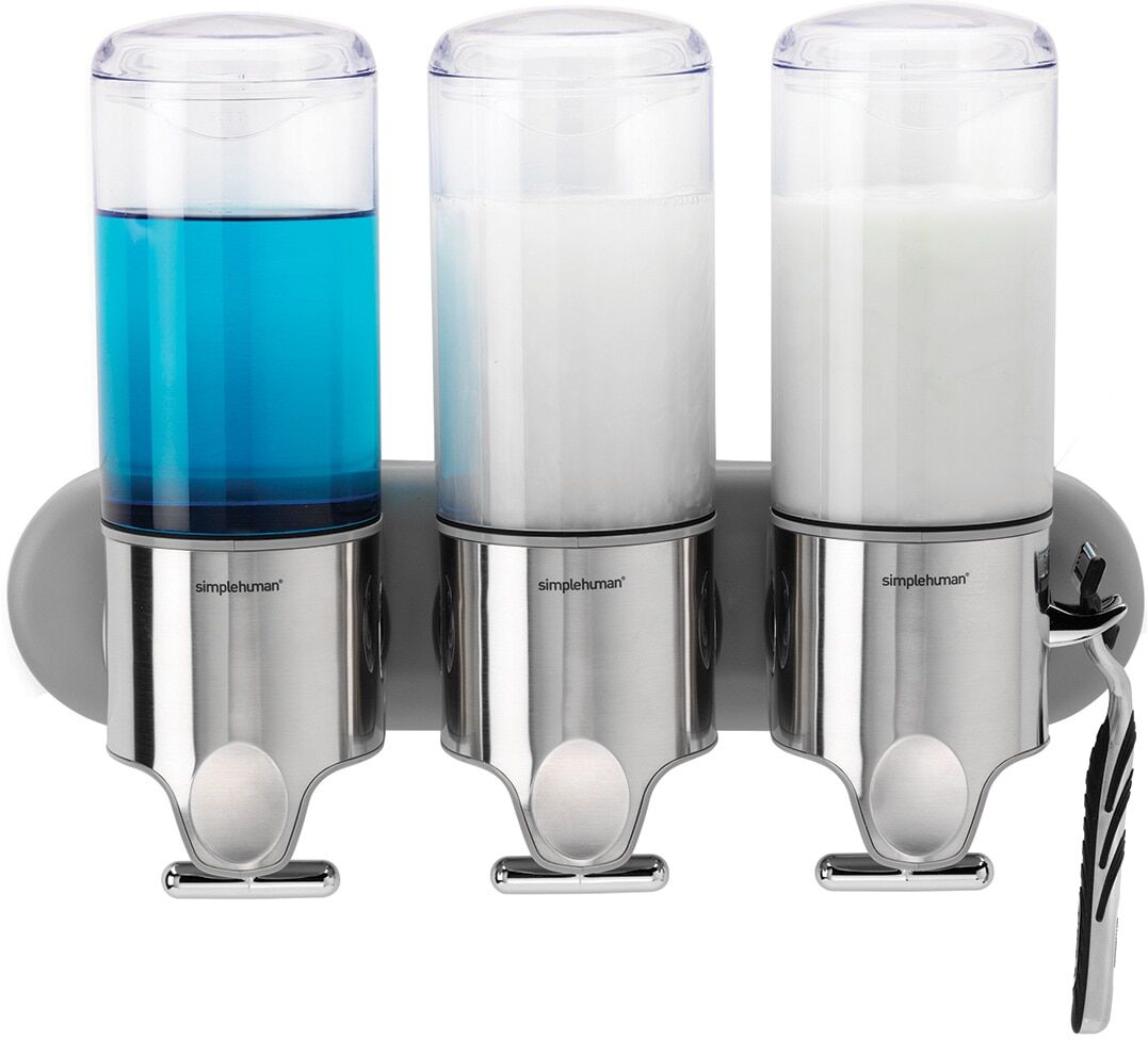 Simplehuman Dosificador triple de jabón para pared Beauty . Acero