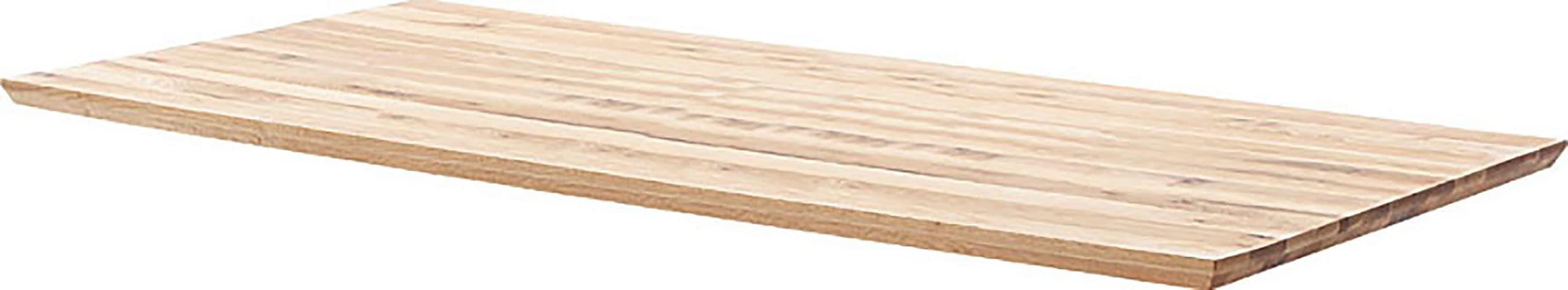 Esstisch MCA LIVING "Palais Esstisch", beige (naturfarben, schwarz, naturfarben), B:200cm H:77cm T:100cm, Zerreiche, durchgehende Lamelle, Tische, Esstisch, durchgehende Lamelle aufgedoppelt naturfarben, schwarz, naturfarben B/H/T: 200cm x 77cm x 100cm, s