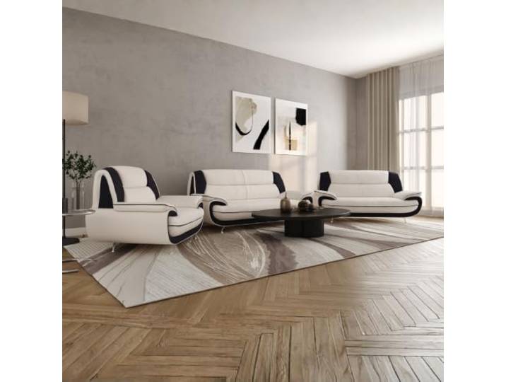 Imebel Onyx Sofa Set 3-2-1 – Couchgarnitur mit 3-Sitzer, 2-Sitzer und Sessel – Kunstleder, Chromfüße