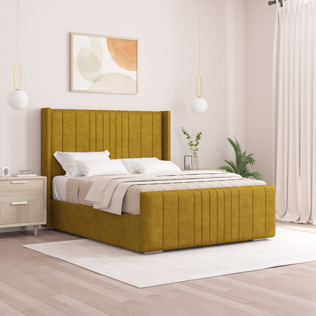 Etta Avenue Denzel Upholstered Bed Turmeric Yellow Double (4'6)