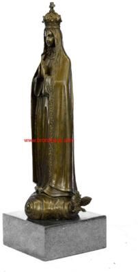 Bronzhaus Bronze Art Metal Sculpture Religious Crowned Virgin Mary Bird Figurine Statue Nr