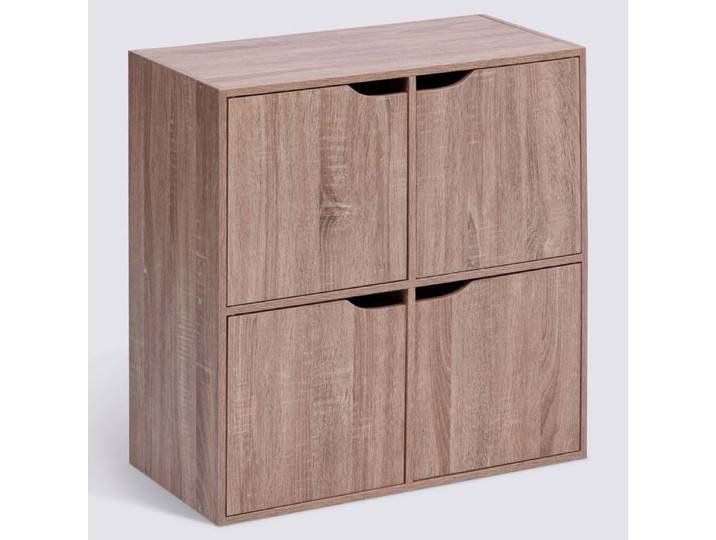 Etagère 4 cases meuble de rangement coloris effet bois clair - Longueur 67 5 x largeur 32 x Hauteur 67 5 cm