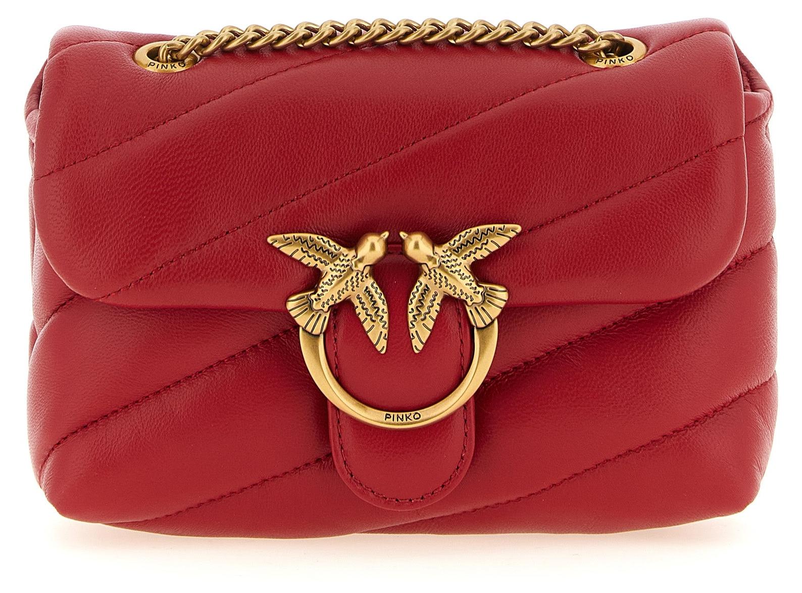 PINKO Love Puff Baby Nappa rot Love Birds Kette gold