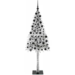 vidaXL, Weihnachtsbaum, Levke (mit LEDs &schwarzen Kugeln) (210 cm)