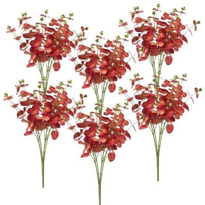 Kodotan sofa Set of 6 Artificial Eucalyptus Stems 10 Inch Picks for Home Decor Arrangements - Red