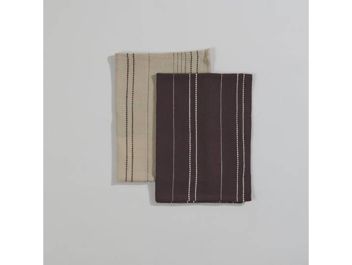 Braune und beige gewebte Baumwoll-Geschirrtücher 50x70 (x2)