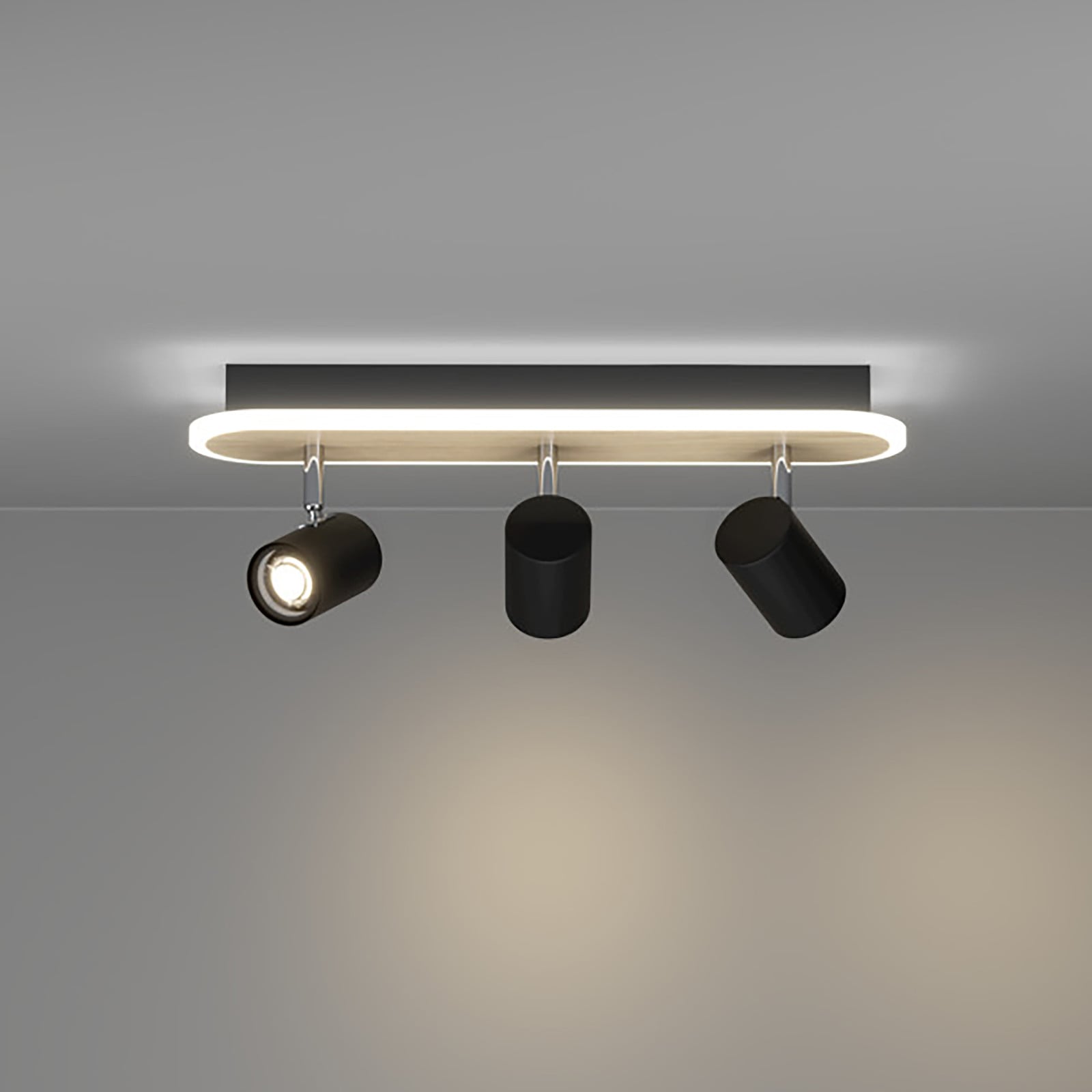 Eglo Rimbocchi LED plafondspot zwart en bruin met 2500 lumen B/D/H: 46 x 15 x 10 cm