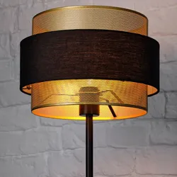 Osram Stehleuchte Decor Hornet in Schwarz / Gold mit E27 Fassung Ø 30 cm - gelungene Symbiose aus Stahl und Polyester-Baumwolle