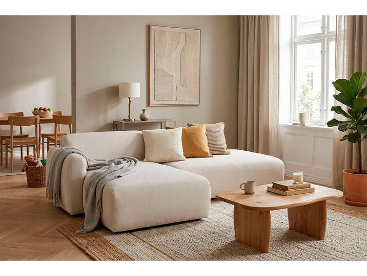 Ecksofa OTTO HOME Myrland Kompaktsofa , beige (cream), B:263cm H:72cm T:164cm, 100% PES, Sofas, Ecksofa, Breite 263 cm, Chenille, Easy Clean Stoff, mit Kaltschaum
