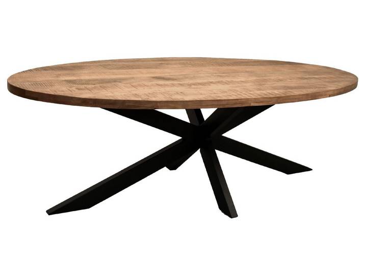bene living Esstisch Massivholztisch Avola - oval 180 x 90 cm - Mangoholz - Gestell Kreuz-F, Massivholz - Kreuz-Gestell - Esszimmer - Wohnzimmer - Büro