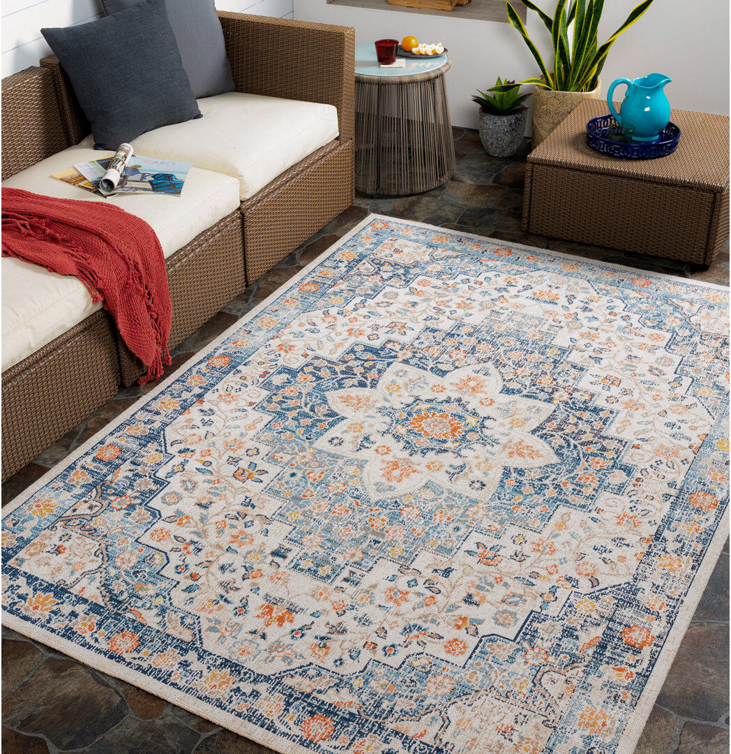 Latitude Vive Ashraf Traditional Boho Dark Blue Area Rug Orange;Beige;Brown;Gray Rectangle 200 x 275cm