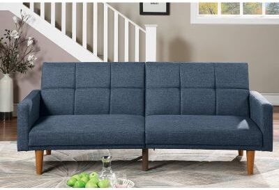 Transitional Sofa Couch Convertible Bed Polyfiber 1pc Tufted Sofa Cushion Wooden Legs