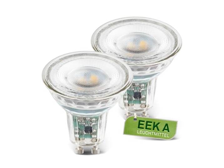 BRILONER - EEK A 2er Set LED Lampe GU10 Glas, warmweißes Licht, 2,5W, 450lm, LED Glühbirne, Leuchtmittel, Birne, Reflektor, Glühlampen, Bulb, 50x56 mm