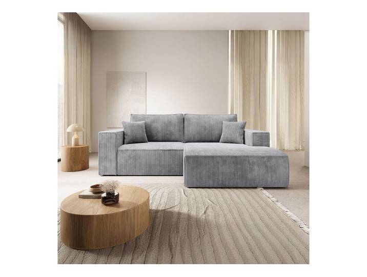Selsey Ecksofa FARESE MINI, Ecksofa mit Schlaffunktion & Bettkasten, Cord tierfreundlich
