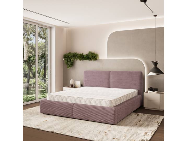 Masseno Polsterbett FELURO P 120x200 cm, Polsterbett mit Bettkästen -Lila, POSO 130