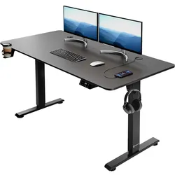 Höhenverstellbarer Schreibtisch Schwarz (Carbon-Optik) 140x60x73-118cm