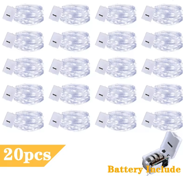 Inspire Essentials SilverGlow Fairy String Lights 20 Pack cold White 20x 1meter 10led