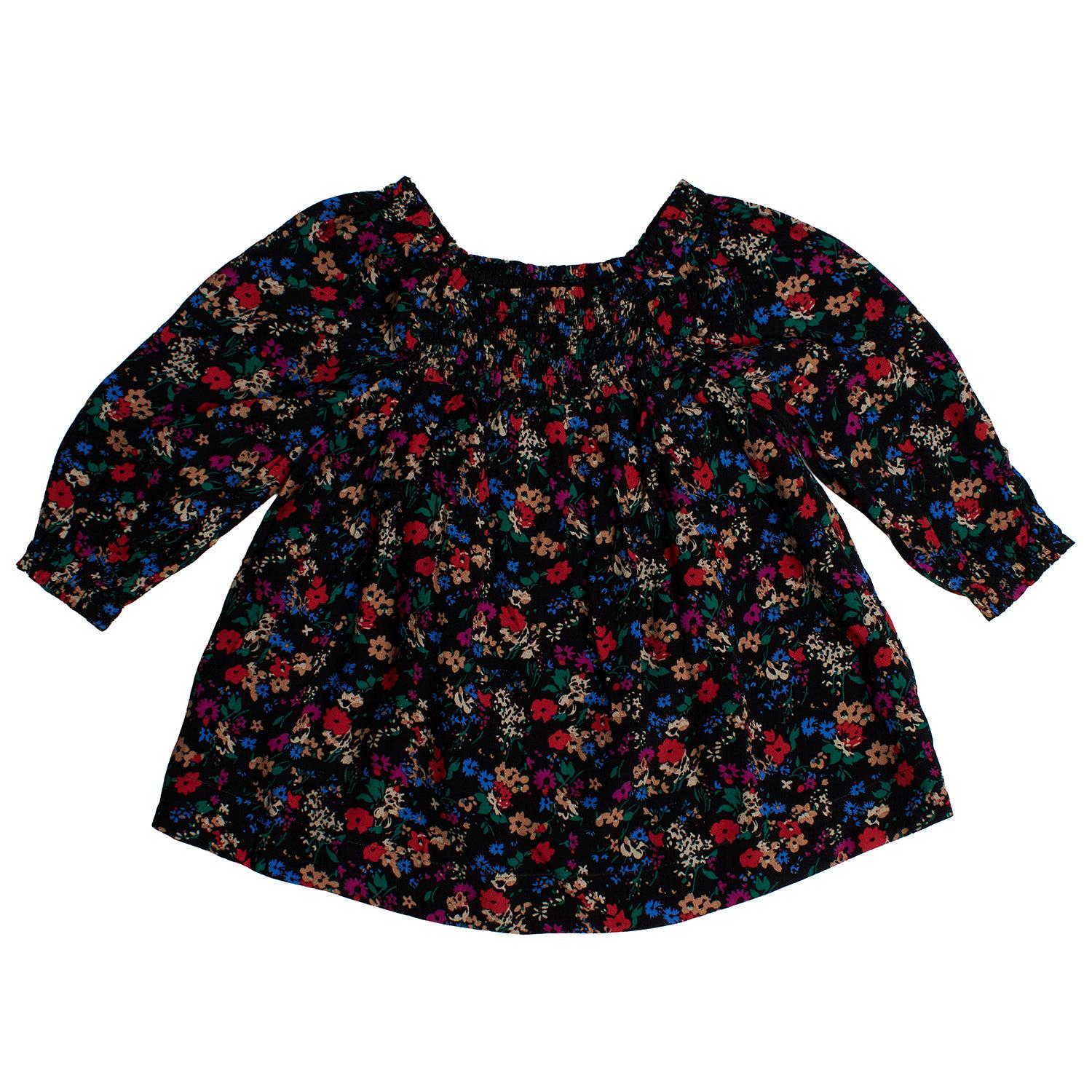 Gebloemde jurk met rimpels 486307 voor babymeisjes