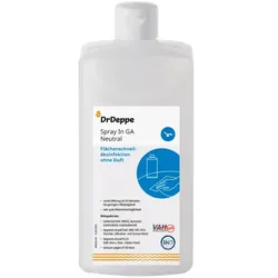 Dr. Deppe 601939 Spray In GA neutral 500 ml Desinfektion begrenzt viruzid PLUS wirksam, gering alkoholhaltig