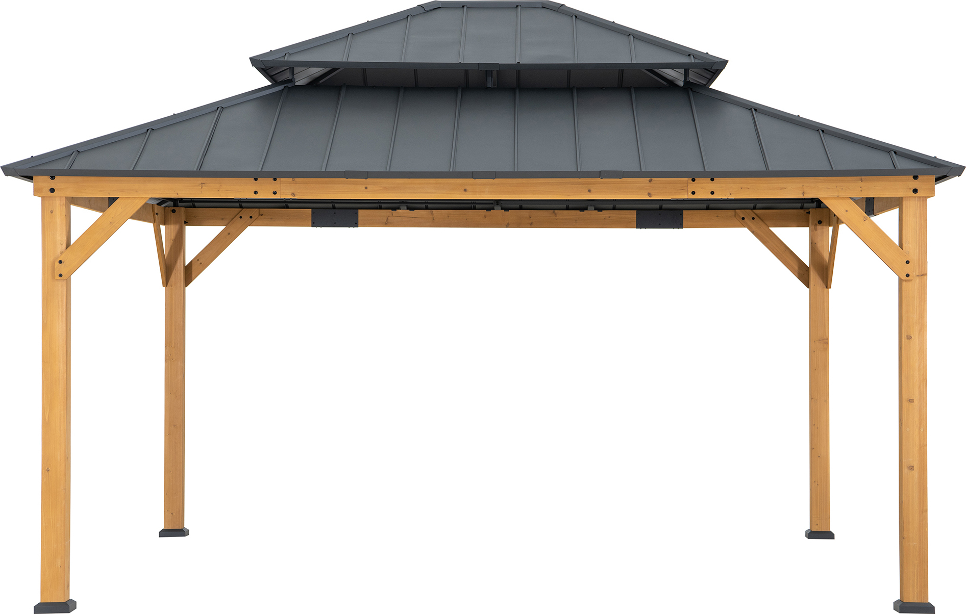 Sunjoy Zedernholz Gazebo / Pavillon 4x4 RIMO - 390cm x 450cm, anthrazit