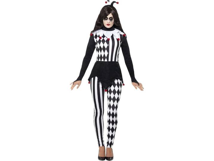 Smiffys - Female Jester Kostuum - M - Zwart