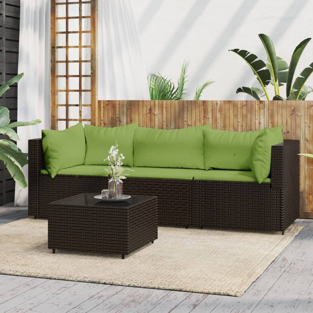 Maison Exclusive - 4-tlg. Garten-Lounge-Set mit Kissen Braun Poly Rattan