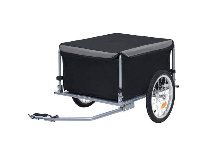 vidaXL Fahrradanhänger Schwarz Und Grau 65 Kg, Metall, 72x58x136 cm, Freizeit & Co, Sport & Fitness, Fahrradanhänger