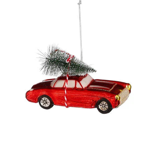 Mica Decorations kerstornament auto - rood - papier