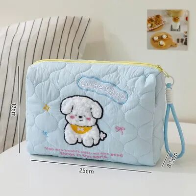 Discount Dollar Deals Large Capacity Makeup Bag, Portable Cute Cartoon Dog Storage Bag, Multi functional Cosmetic Bag Travel Storage Pouch blue