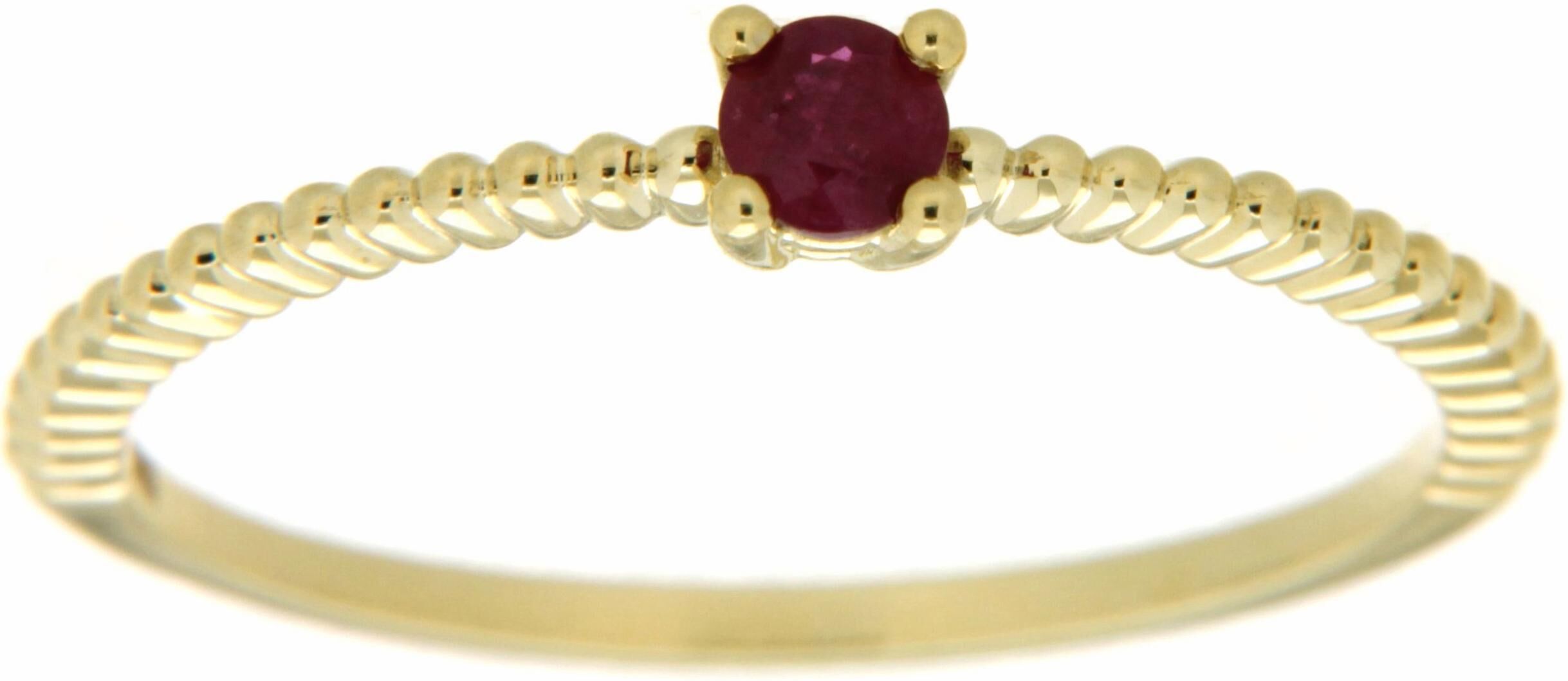 Goldring FIRETTI "Schmuck Geschenk Gold 333 Damenring Goldring Edelstein Farbstein" Gr. 19, bunt (gelbgold, 333, rot), Fingerringe, Damen, 19, Gelbgold 333, Goldring, mit Rubin