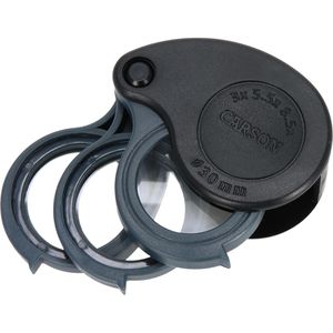 Carson-Optical Lupe TV-36 TriView, 3x / 5,5x / 8,5x Vergrößerung, Einschlaglupe Ø30mm