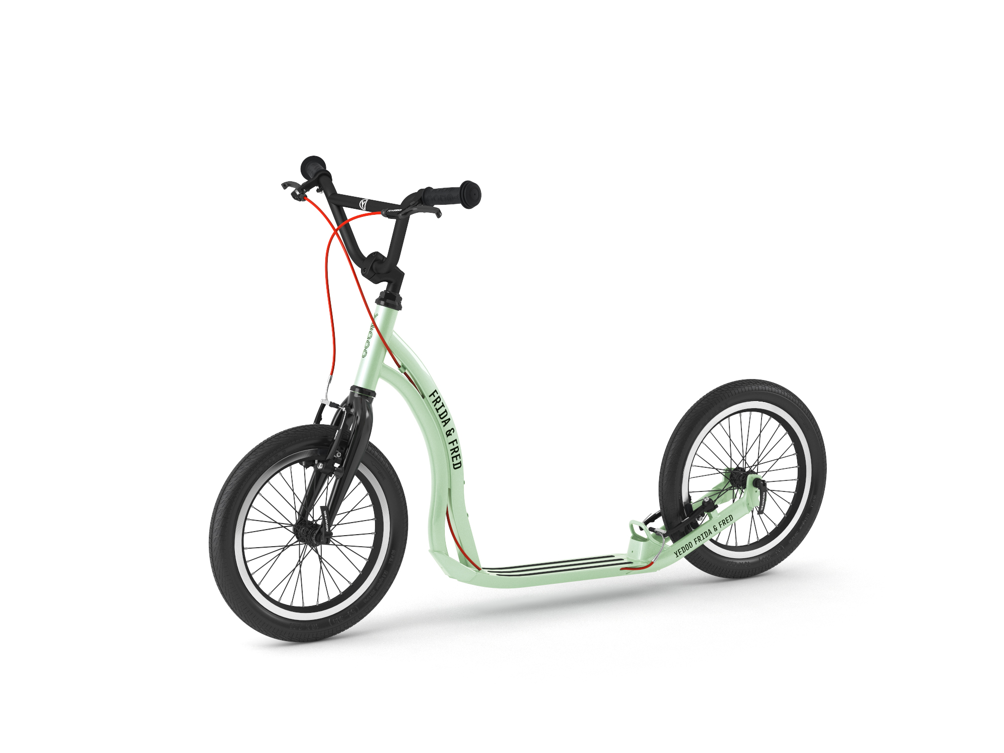 Yedoo Frida & Fred Kinder Alloy Roller Scooter Tretroller - für Kinder ab 7 Jahre, mit Luftreifen 16/16, Reflexelementen und verstellbarem Lenker Minze