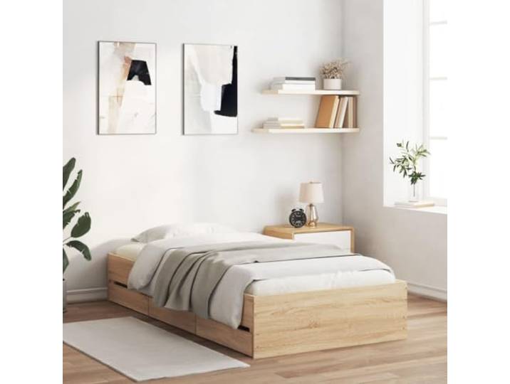 YNGBHFNOP Massivholz Bettgestell Modernes Design Kiefer 120 x 200 cm Braun Bettgestell Massivholz Kiefer Schwarz 120x200 cm mit Polster Kopfteil und Lattenrost Stabil Modern