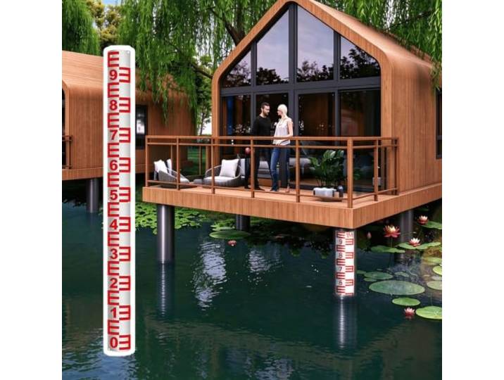 Wasserstandsmesslatte Gebogene Pegellatte Die Hydrologische Überwachung Verschleißfeste Pegellatte Gut Ablesbarer Skalierung; Messlatte aus Edelstahl Flüsse und Seen(W8cm/3in,L19m/62.3ft)