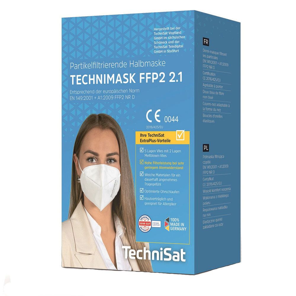 Technimask Ffp2 2.1 partikelfilt.Halbmaske weiß 5 St Maske